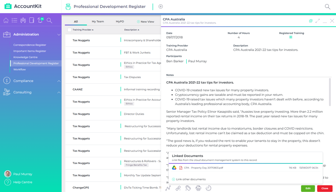 AccountKit Professional development register product interface